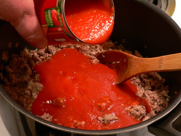 Add the tomato sauce.
