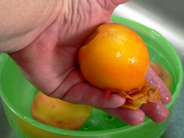 Peach Preserve Ice Cream, slip the skins off.