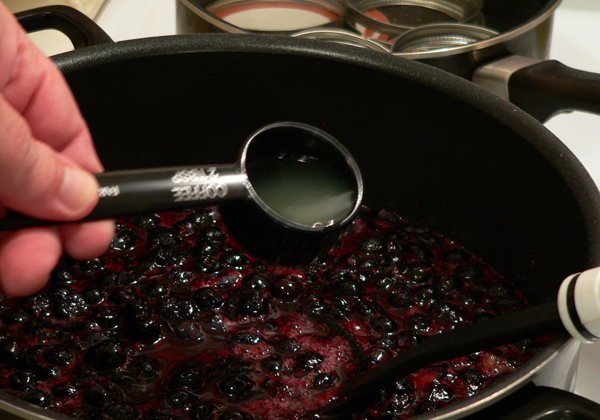 Blueberry Jam, add the lemon juice to the pot.