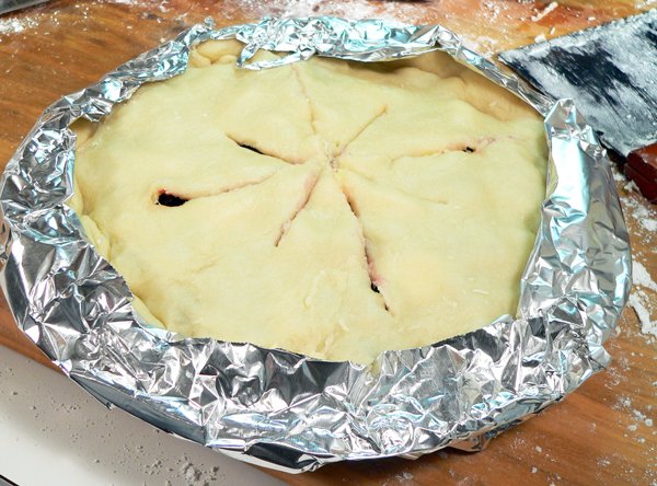 Blueberry Pie, wrap edges in foil.