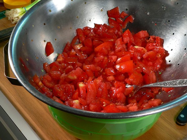 Tomato Pie Recipe, stir the tomatoes around.