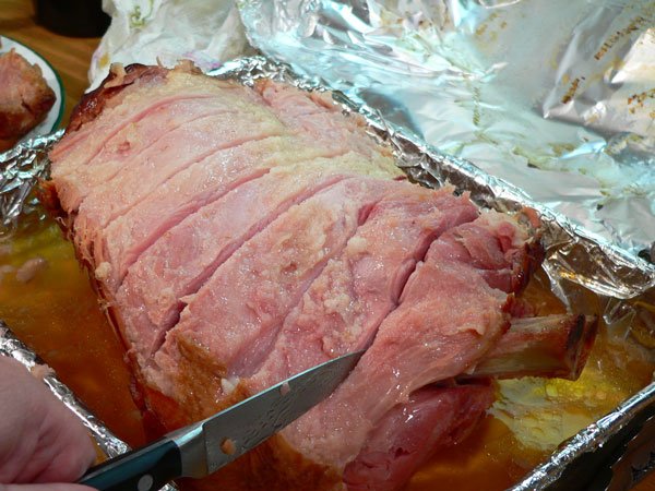 Baked Picnic Ham, score the meat