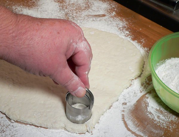 Mini Biscuits, press into dough.