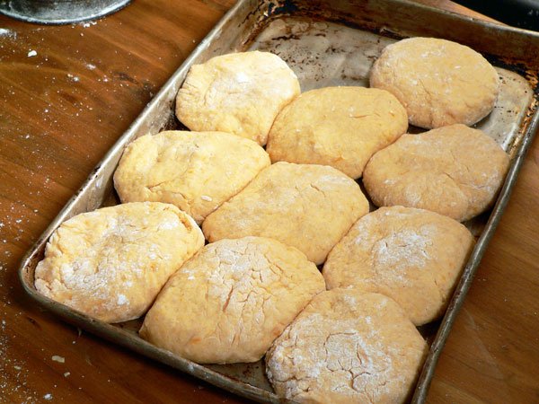 Sweet Potato Biscuits, place in the pan.