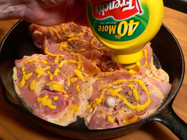 Skillet BBQ Chicken, add some yellow mustard.