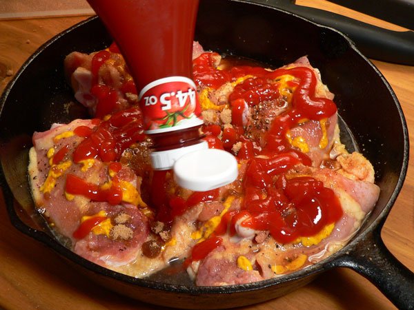 Skillet BBQ Chicken, add ketchup.