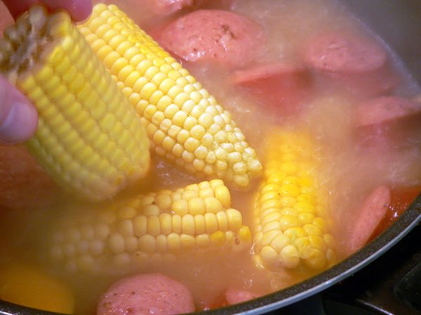 Beaufort Stew, add the corn.